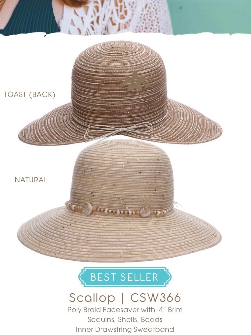 Capelli Straworld Scallop Straw Sun Hat - Toast Color